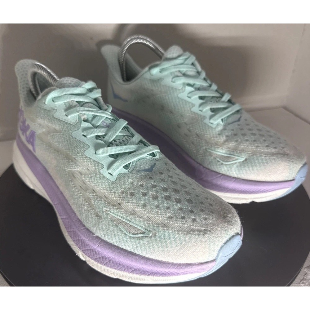 Hoka One One Clifton 9 Wide Sunlit Ocean Lilac Mist 1132211-SOLM Womens 8.5D